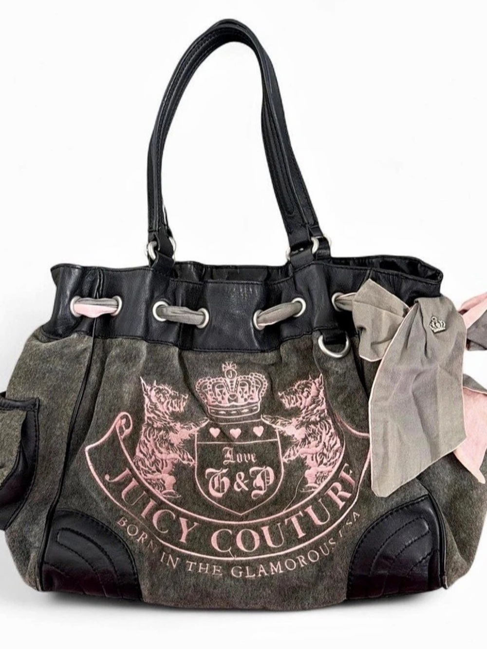Y2K Juicy Couture Day Dreamer Tote in Gray & Black